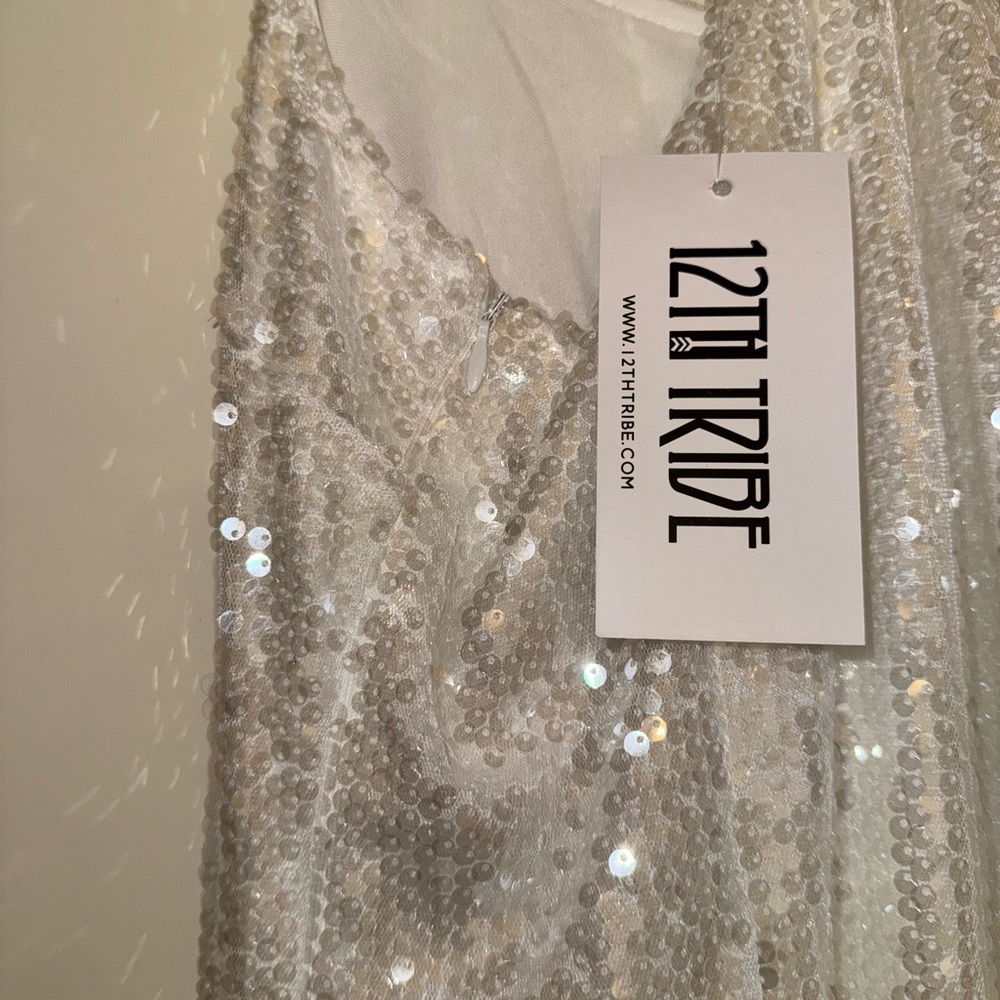 12th Tribe Ivory Sequin Gown - Picture 3 of 4